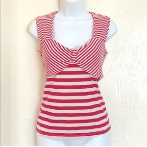 🎉HP🎉 Anthropologie Pink and White Striped Top 💕🤍
